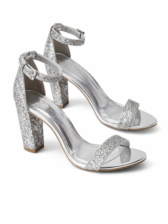 sheeland Shoes - Sheeland Silver GlitterMetallic Heels size 9